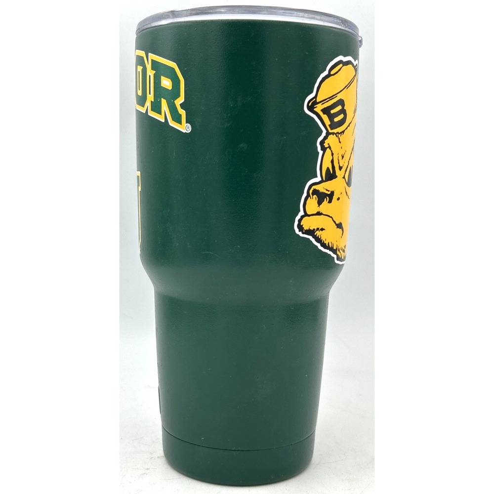 Yeti Tumbler Baylor stickers 30 oz Stainless Steel Cup GREEN With Lid - Picture 2 of 7